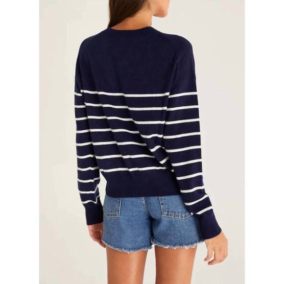 NEW Z SUPPLY oceana stripe sweater in indigo dream - Picture 3 of 3
